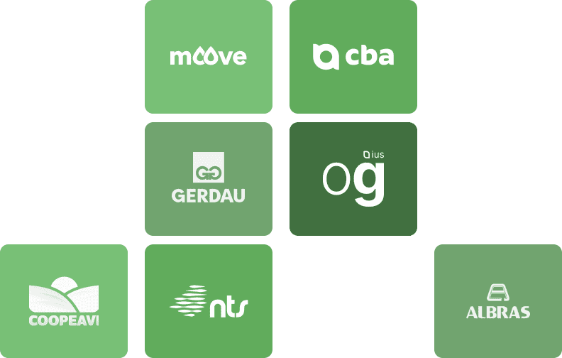 Marcas e empresas atendidas pela Onegreen em soluções de gestão ambiental e ESG.